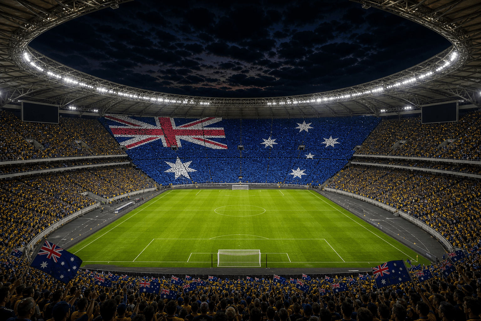 Estadio Stadium Australia em imagem autoral sem escudos ou marcas, para jogos da Austrália