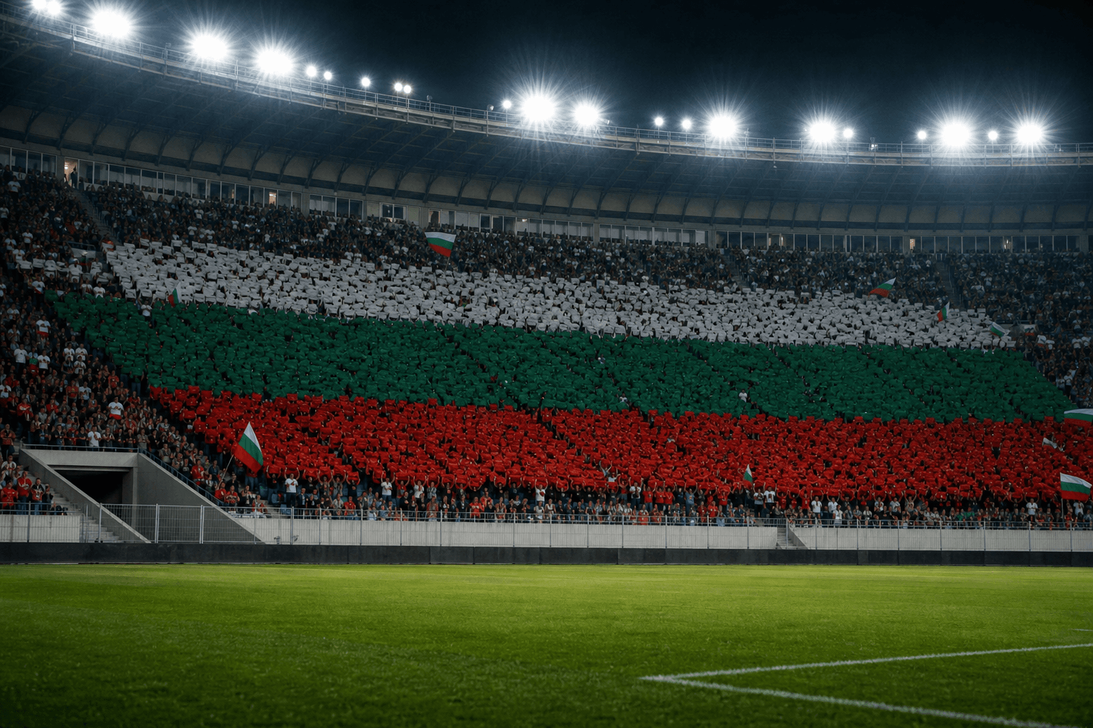 Estadio Vasil Levski National Stadium em imagem autoral sem escudos ou marcas, para jogos da Bulgária F