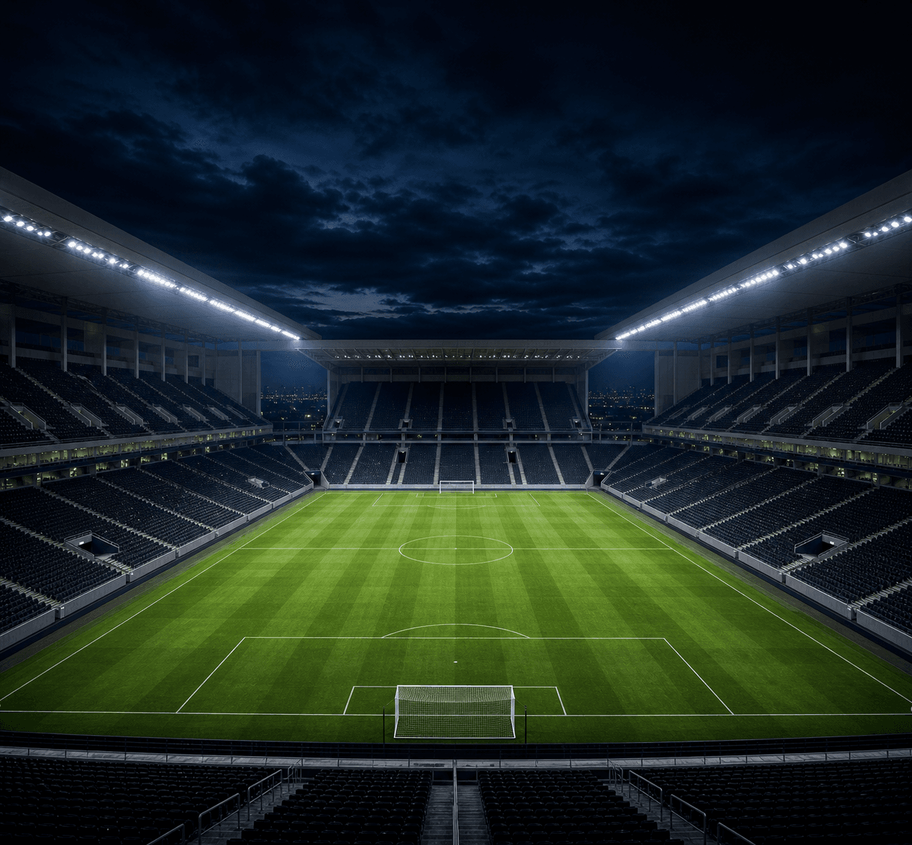 Estadio Neo Quimica Arena em imagem autoral sem escudos ou marcas, para jogos do Corinthians