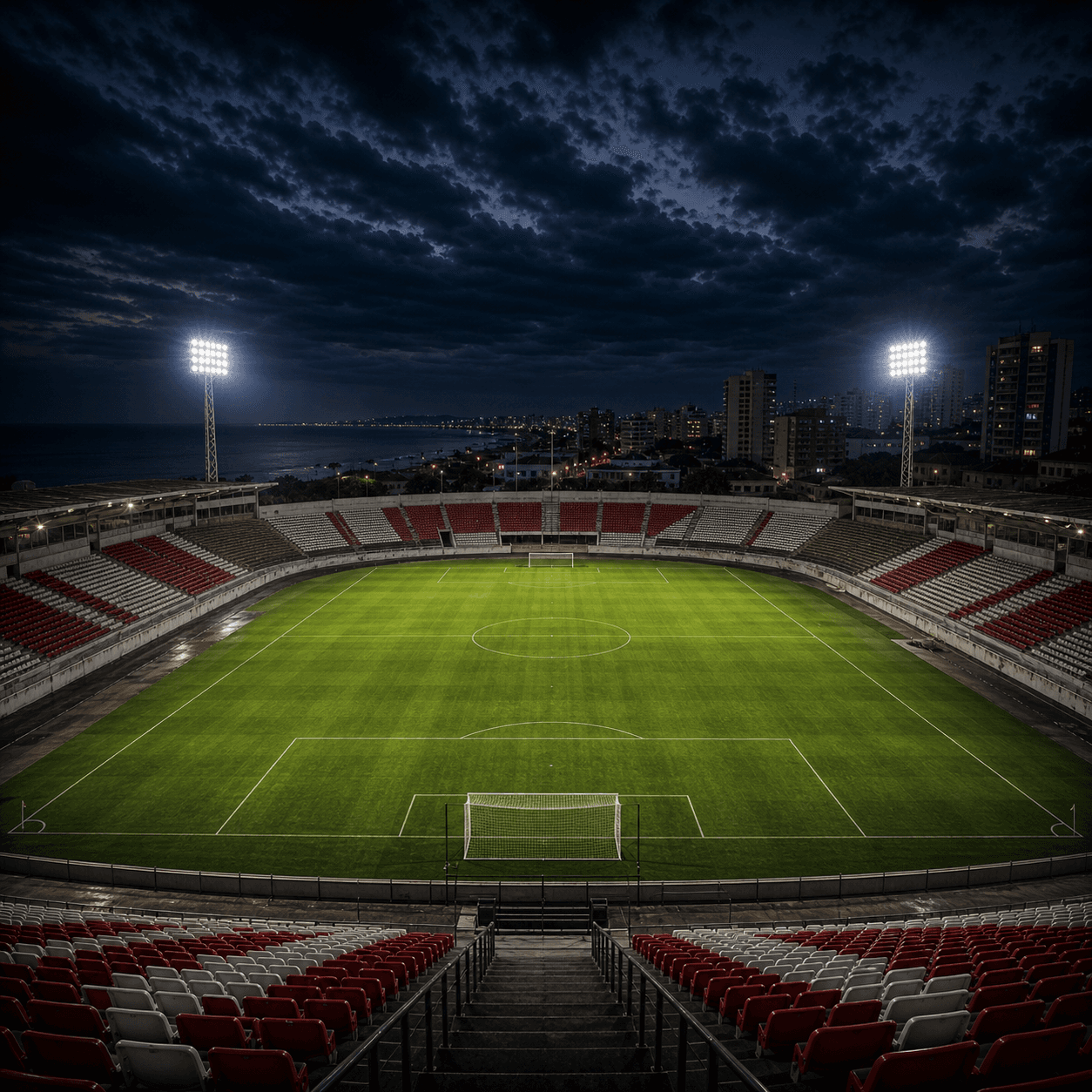 Estadio Estadio Rei Pele em imagem autoral sem escudos ou marcas, para jogos do CRB