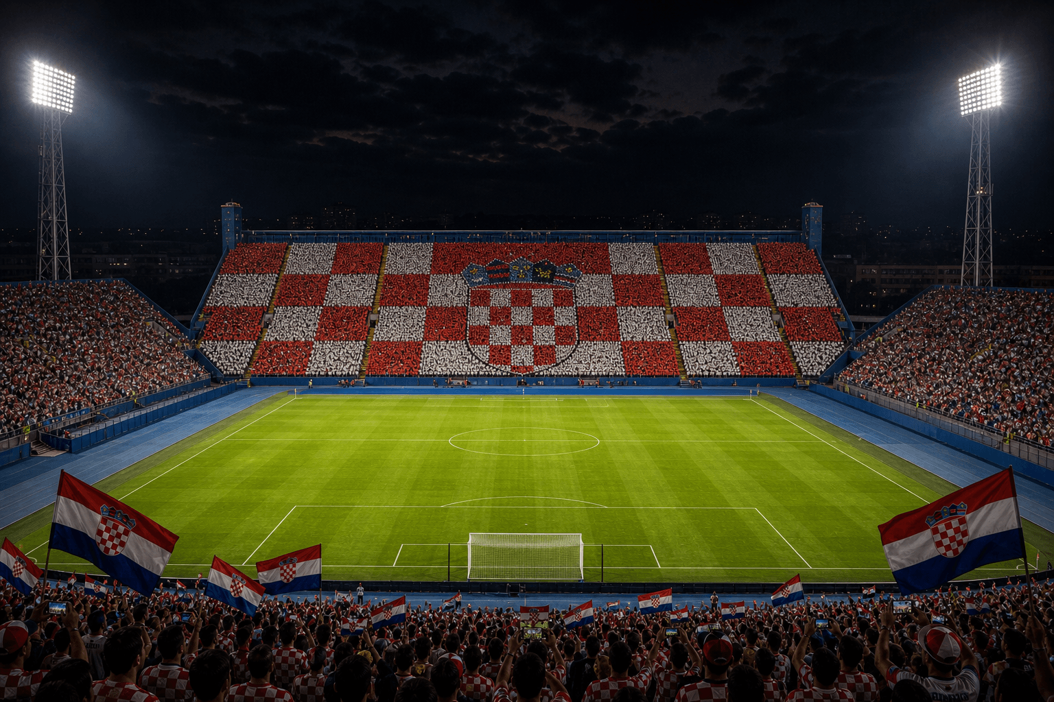 Estadio Stadion Maksimir em imagem autoral sem escudos ou marcas, para jogos da Croácia