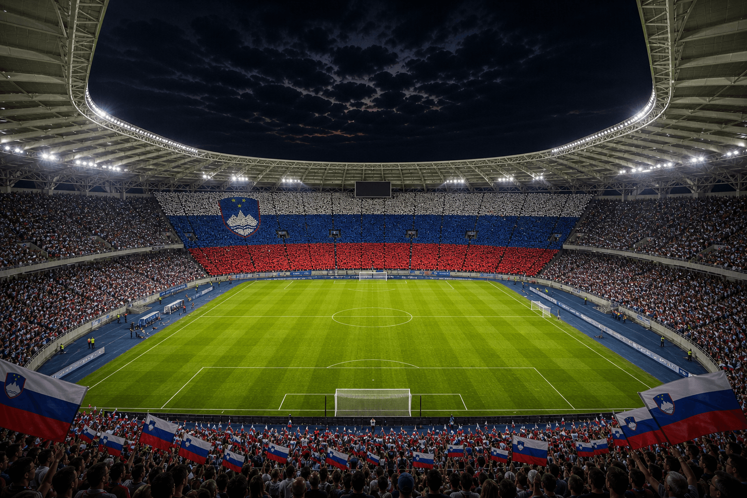 Estadio Stadion Stozice em imagem autoral sem escudos ou marcas, para jogos do Eslovênia F