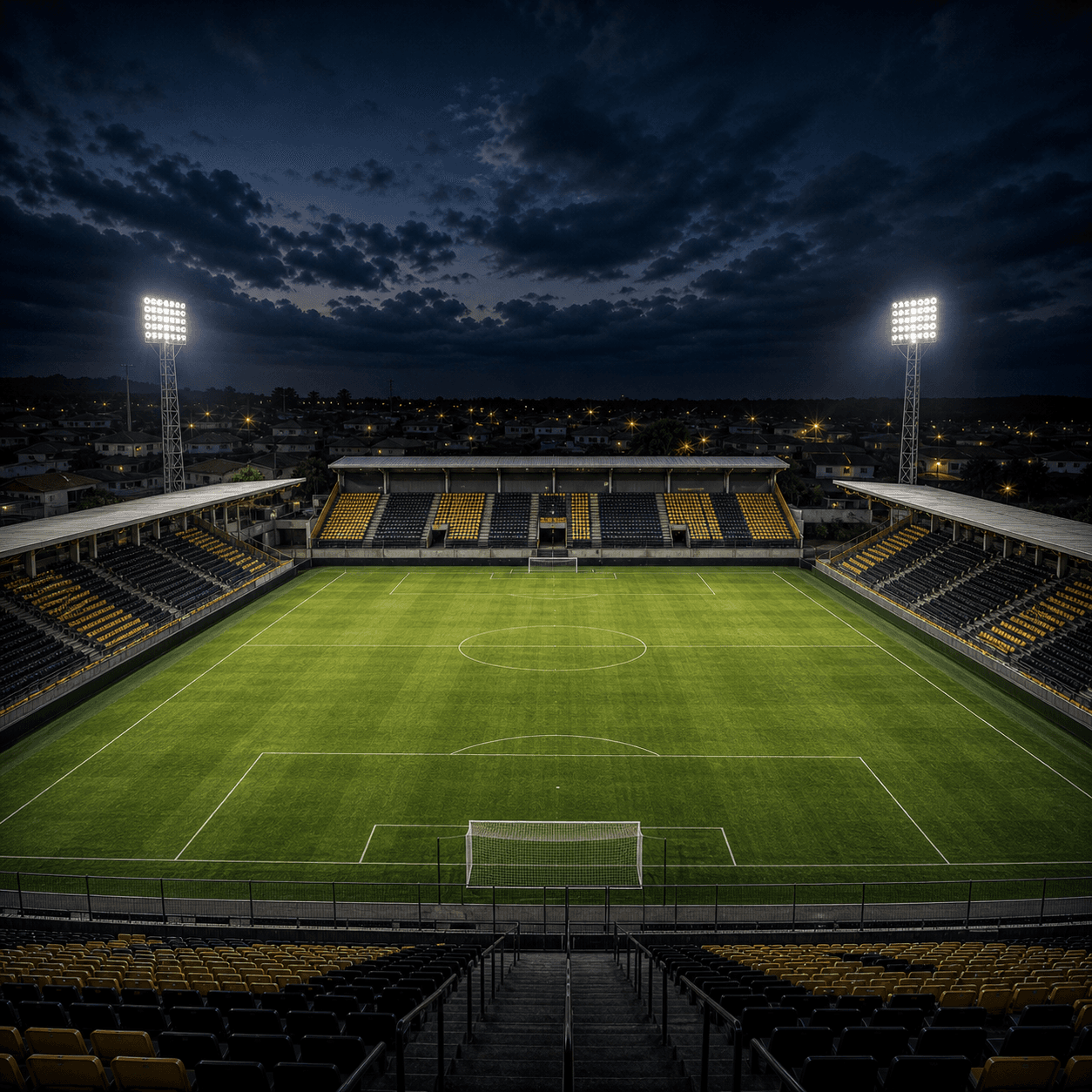 Estadio Jorge Ismael de Biasi em imagem autoral sem escudos ou marcas, para jogos do Novorizontino
