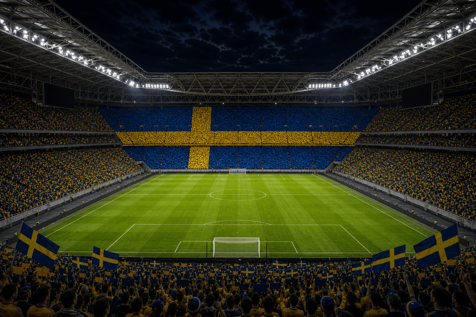 Estadio Friends Arena em imagem autoral sem escudos ou marcas, para jogos da Suécia