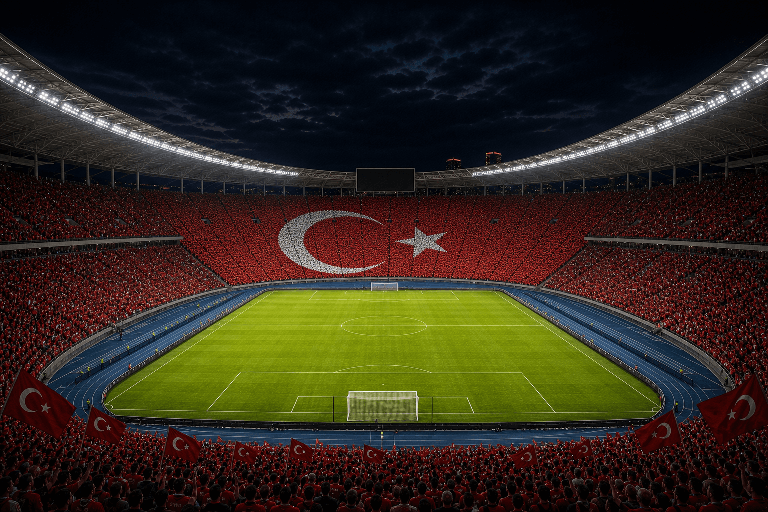 Estadio Ataturk Olympic Stadium em imagem autoral sem escudos ou marcas, para jogos da Turquia