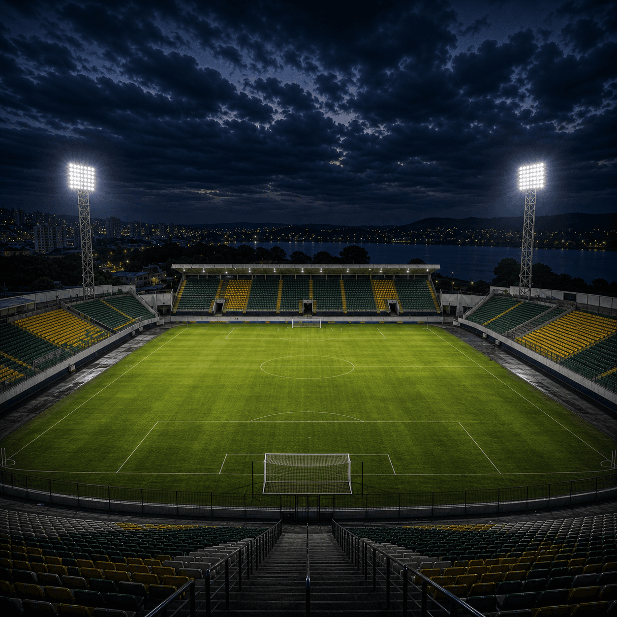 Estadio Colosso da Lagoa em imagem autoral sem escudos ou marcas, para jogos do Ypiranga-RS